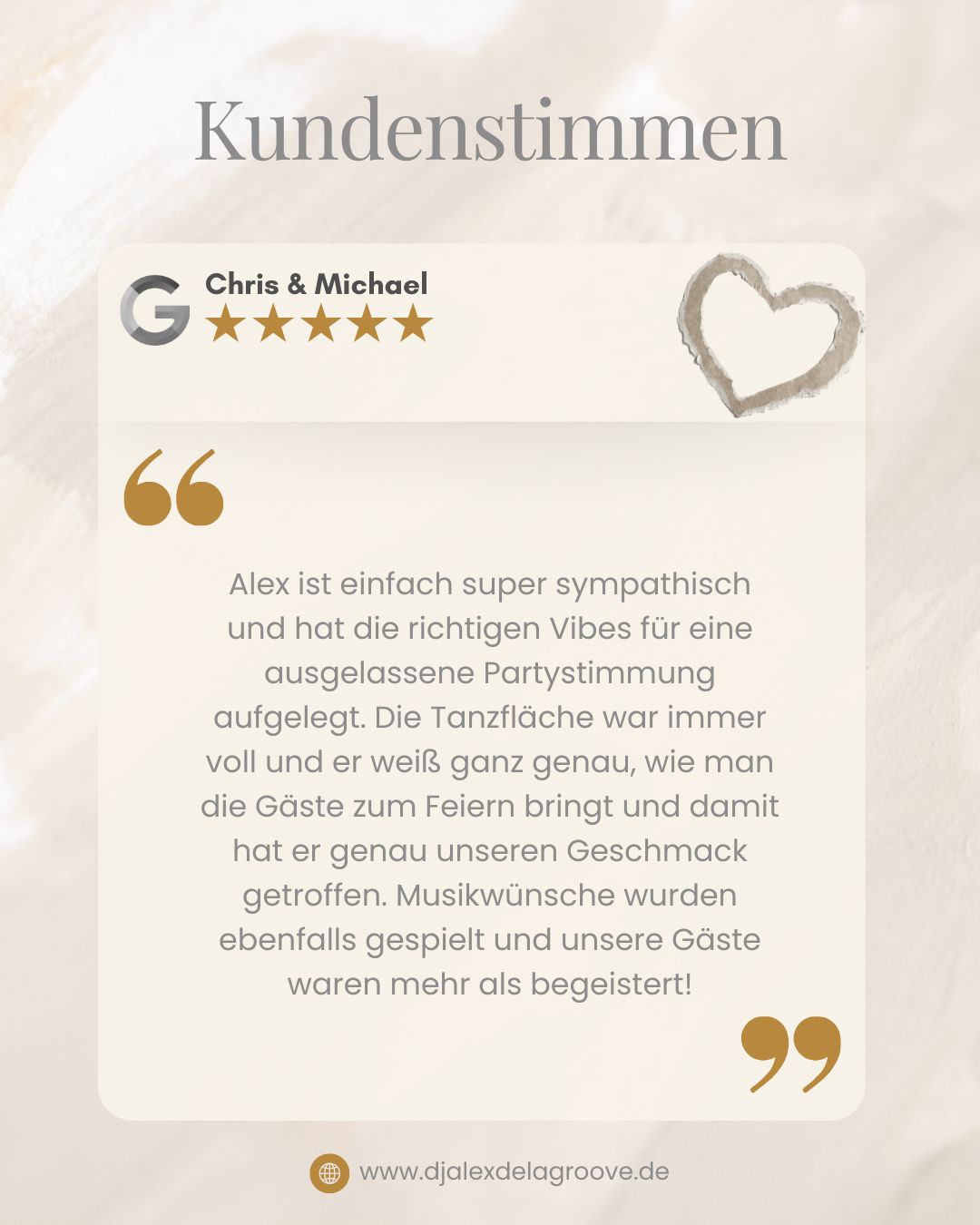 DJ Fulda Hochzeit - Google Kundenfeedback DJ Alex De La Groove