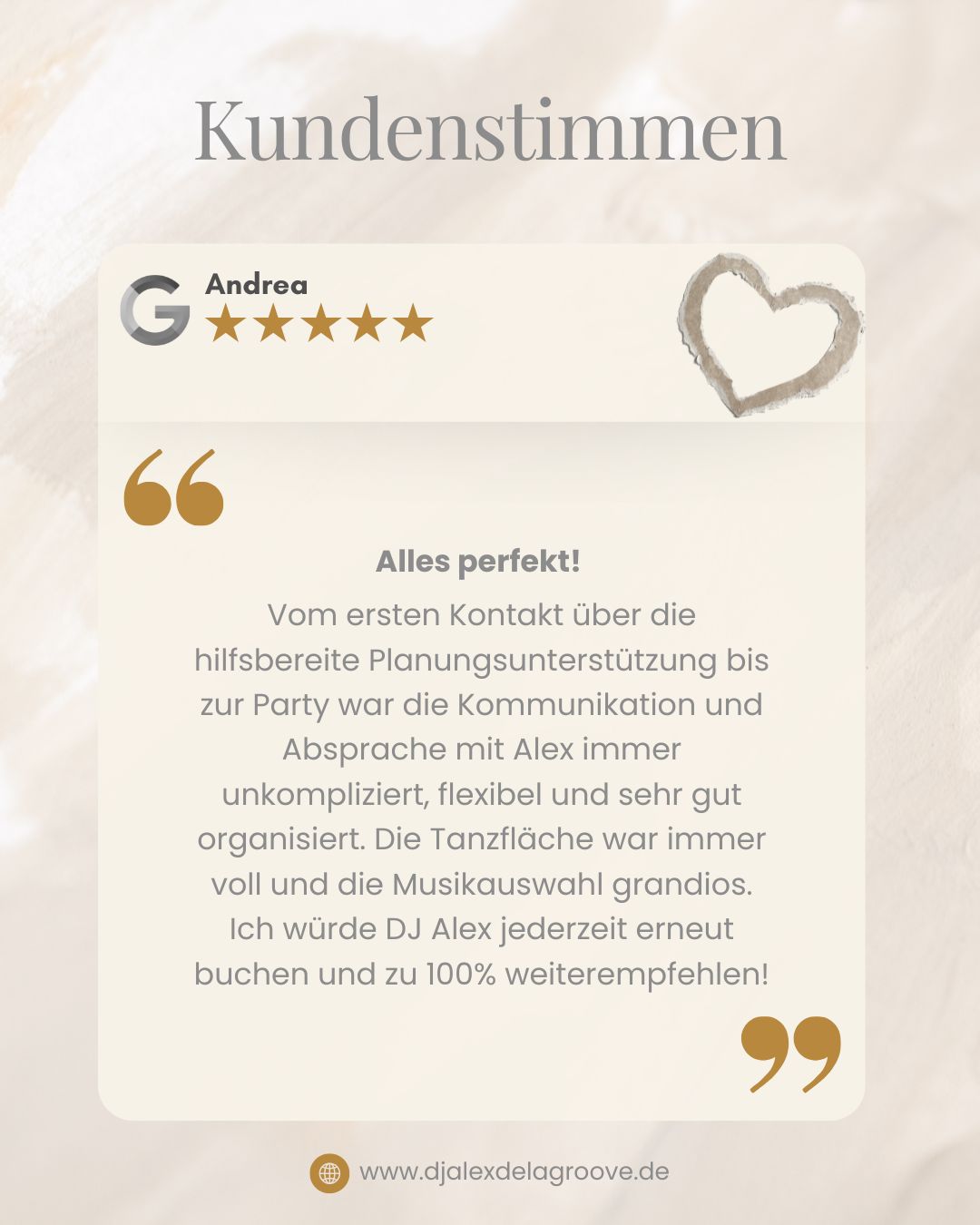 DJ Fulda Hochzeit - Google Kundenfeedback DJ Alex De La Groove